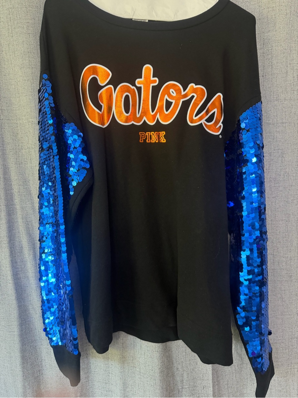 PINK Victoria's Secret Black 'Gators' Sequin Sleeve Crewneck